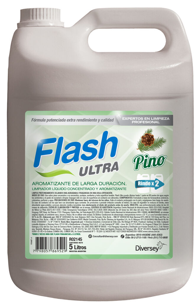 FLASH ULTRA 4x5L - AROMATIZANTE DE LARGA DURACIÓN - LIMPIADOR LÍQUIDO CONCENTRADO
